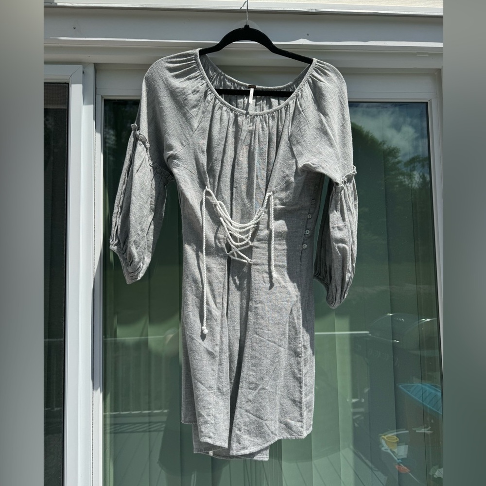 Free People Grey Front Tie Corset Dress